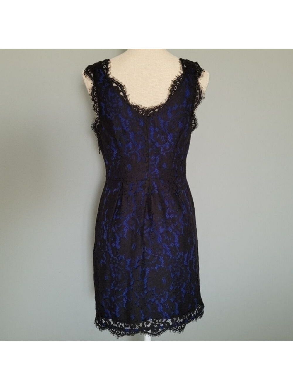 Joie Rori Black and Royal Blue Lace Sleeveless Sheath Dress Size XS - Picture 6 of 8